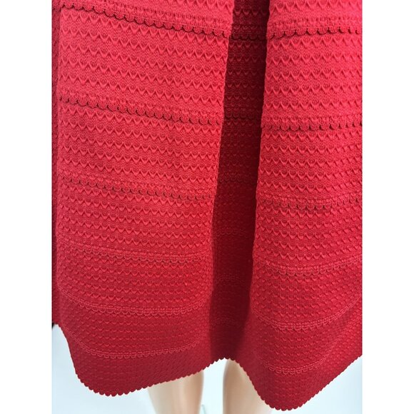 Express Red Pleated Skater Skirt Womens Size S Fit & Flare Textured Mini - Picture 3 of 7